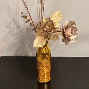 Gold metallic rose flower centerpiece